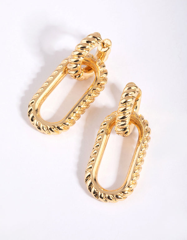 Gold Plated Oval Link Drop Earrings