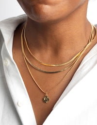 Gold Plated Snake Chain & Disc Necklace Pack - link has visual effect only