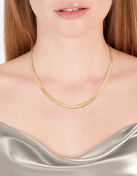 Gold Plated Stainless Steel Herringbone Necklace - link has visual effect only