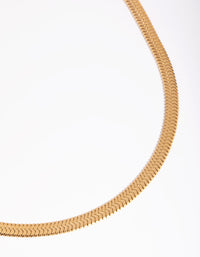 Gold Plated Stainless Steel Herringbone Necklace - link has visual effect only