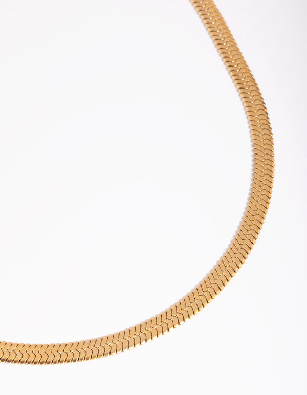 Gold Plated Stainless Steel Herringbone Necklace