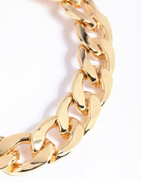 Gold Plated Curb Chain Bracelet - link has visual effect only