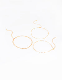 Gold Plated Dainty Chain Anklet Pack - link has visual effect only