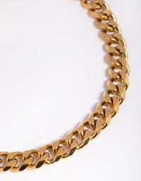 Gold Plated Stainless Steel Curb Chain Anklet - link has visual effect only