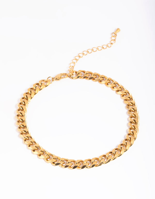 Gold Plated Stainless Steel Curb Chain Anklet