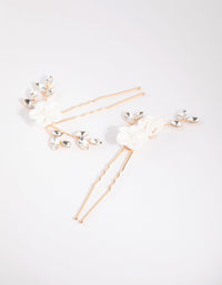 White Flower Hair Pin Pack - link has visual effect only