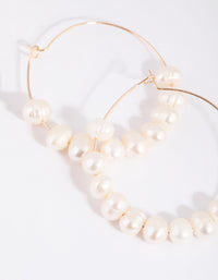 Gold Hoop Earrings with Freshwater Pearls - link has visual effect only