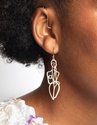 Gold Body Outline Drop Earrings - link has visual effect only