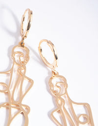 Gold Body Outline Drop Earrings - link has visual effect only