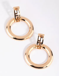 Gold Greek Key Door Knocker Earrings - link has visual effect only