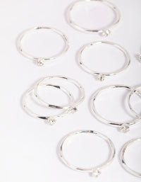 Silver Diamante Ring Stack 8-Pack - link has visual effect only