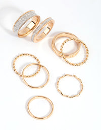 Gold Glitter Ring Stack Pack - link has visual effect only