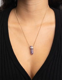 Gold Cubic Zirconia Amethyst Shard Necklace - link has visual effect only