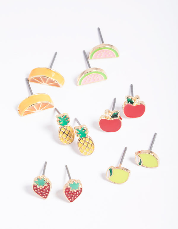 Kids Fruit Salad Stud Earring 6-Pack