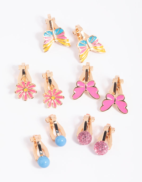 Kids Butterfly Clip On Earrings