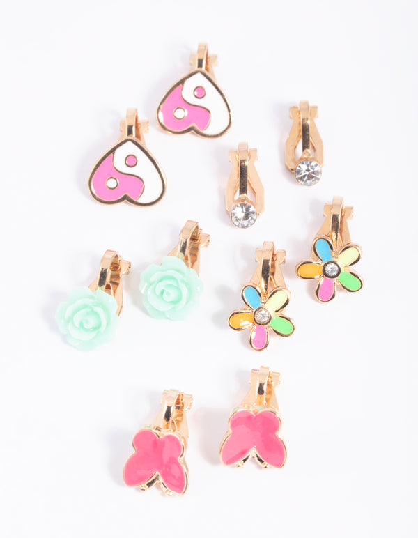 Kids Heart Clip On Earrings