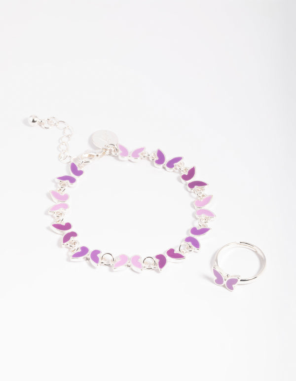 Kids Butterfly Bracelet & Ring Set