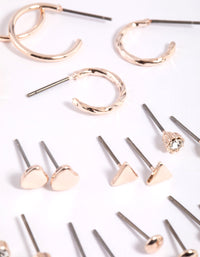 Rose Gold Diamante Heart Stud Earring 12-Pack - link has visual effect only