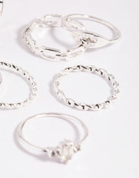 Silver Leaves Ring Stack 8-Pack - link has visual effect only