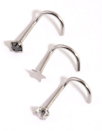 Surgical Steel Star & Diamante Nose Stud Pack - link has visual effect only