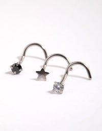 Surgical Steel Star & Diamante Nose Stud Pack - link has visual effect only