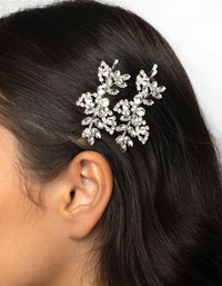 Silver Navette Diamante Hair Slide Pack - link has visual effect only