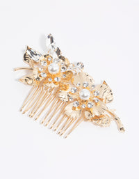 Gold Diamante & Pearl Flower Comb - link has visual effect only