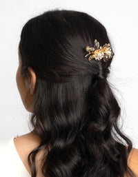 Gold Diamante & Pearl Flower Comb - link has visual effect only