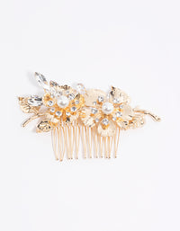 Gold Diamante & Pearl Flower Comb - link has visual effect only