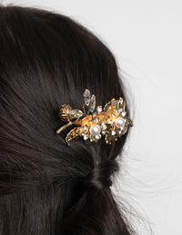 Gold Diamante & Pearl Flower Comb - link has visual effect only