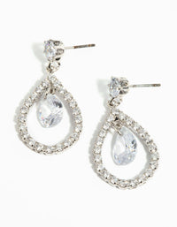 Silver Cubic Zirconia Pear Earrings - link has visual effect only