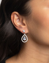 Silver Cubic Zirconia Pear Earrings - link has visual effect only