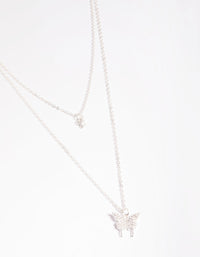 Rhodium Cubic Zirconia Butterfly Necklace - link has visual effect only