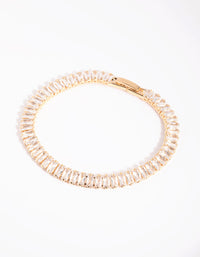 Gold Cubic Zirconia Baguette Tennis Bracelet - link has visual effect only