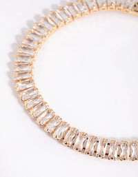 Gold Cubic Zirconia Baguette Tennis Bracelet - link has visual effect only