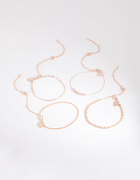 Rose Gold Beaded Bracelet & Anklet 4-Pack - link has visual effect only