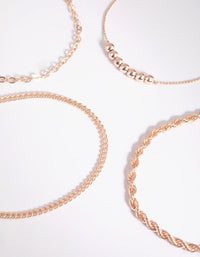 Rose Gold Beaded Bracelet & Anklet 4-Pack - link has visual effect only