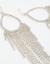 Silver Diamante Fringe Drop Earrings - link has visual effect only