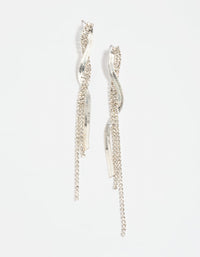 Silver Snake Diamante Drop Earrings - link has visual effect only