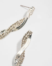 Silver Snake Diamante Drop Earrings - link has visual effect only