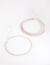 Silver Diamante Choker Pack - link has visual effect only