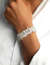 Silver Diamante Flower Stretch Bracelet - link has visual effect only