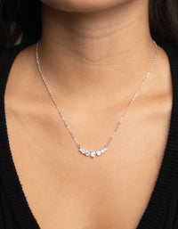 Silver Cubic Zirconia Heart Necklace & Earrings Set - link has visual effect only