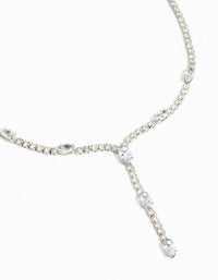 Silver Cubic Zirconia Droplet Lariat Necklace - link has visual effect only