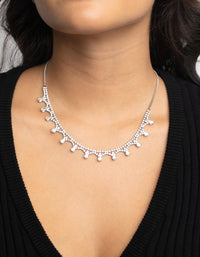 Rhodium Cubic Zirconia Droplet Necklace - link has visual effect only