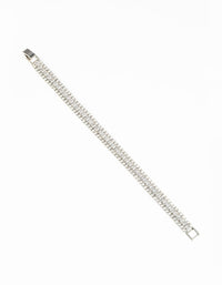 Rhodium Cubic Zirconia Wide Bracelet - link has visual effect only