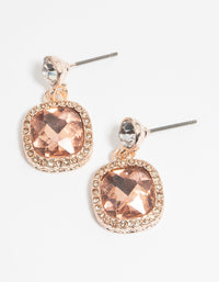 Rose Gold Diamante Drop Earrings - link has visual effect only