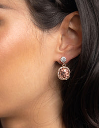 Rose Gold Diamante Drop Earrings - link has visual effect only