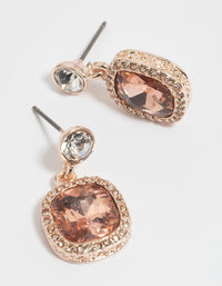 Rose Gold Diamante Drop Earrings - link has visual effect only