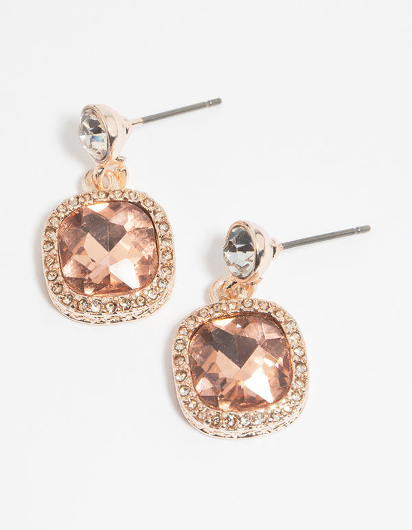 Rose Gold Diamante Drop Earrings